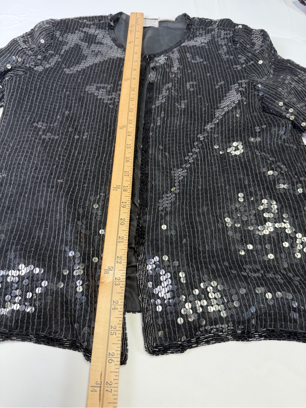 Stunning Stenay Silk and Sequin Vintage Black Jacket - Excellent Quality - Sm - Picture 14 of 16